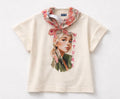 T-shirt com fita cabelo estampado menina