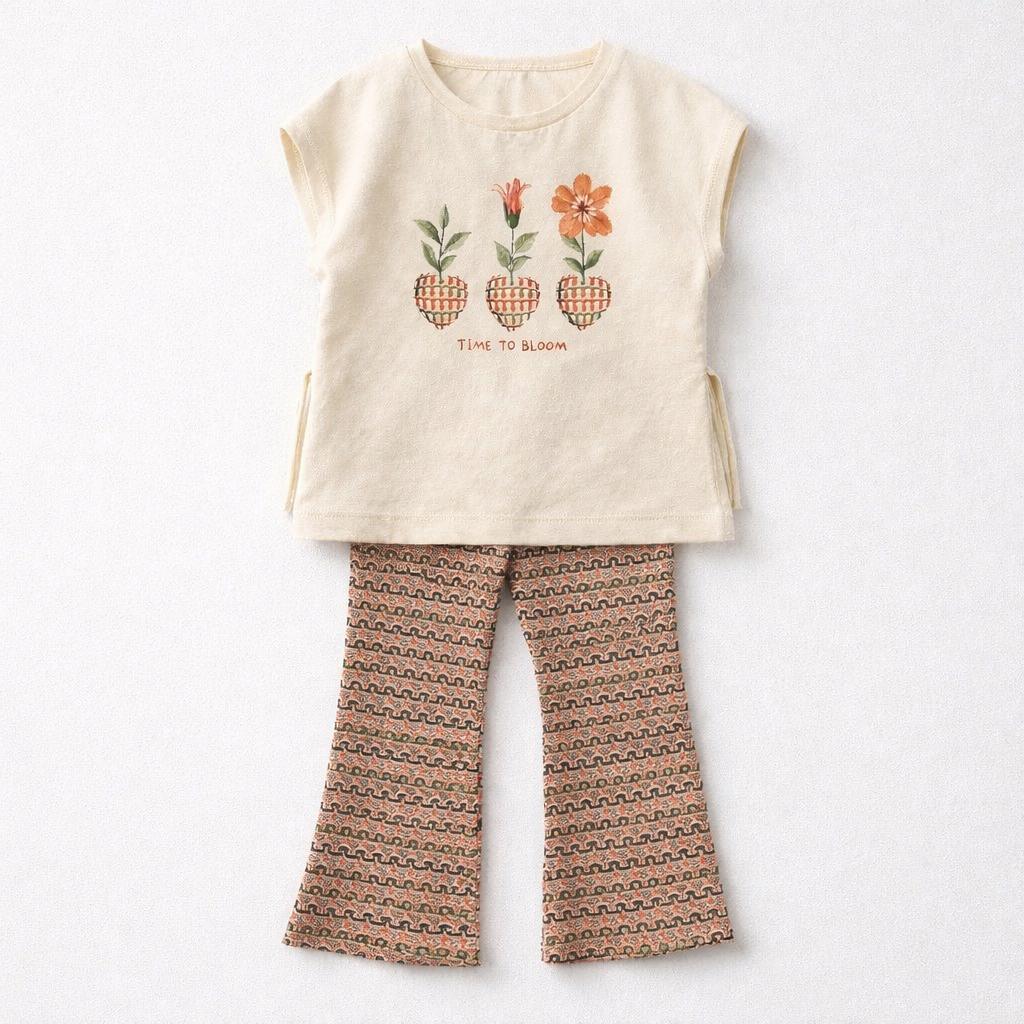 Conjunto leggings flared e t-shirt menina