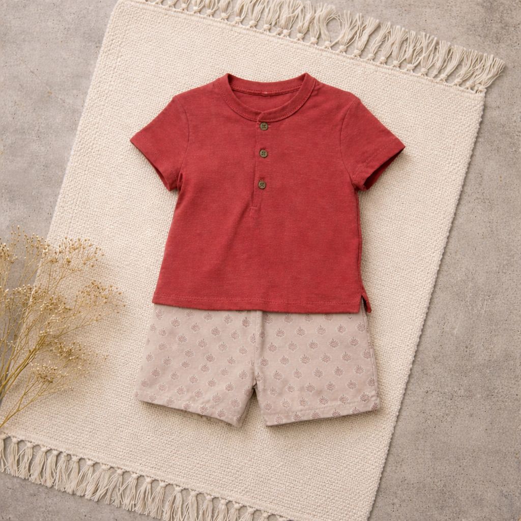 Conjunto calção estampado e polo Recém-Nascido